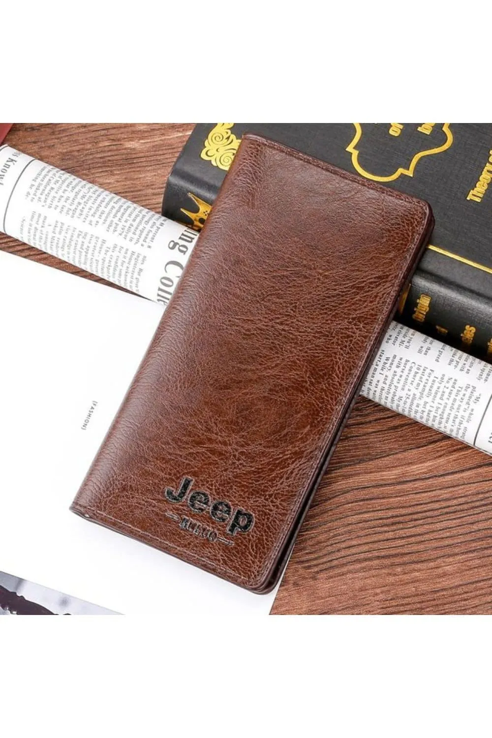 Bold Leather Wallet with Jeep Logo