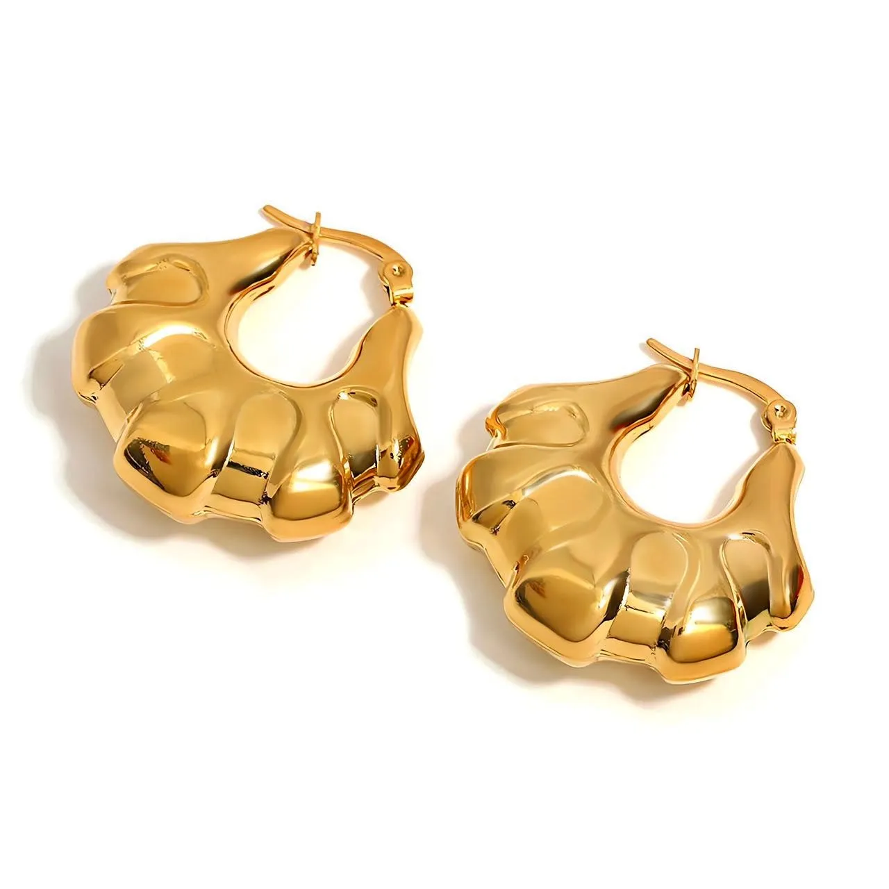 Bold Ridge Statement Hoop Earrings