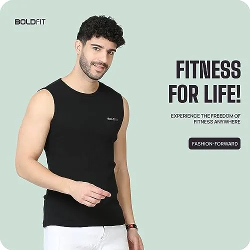 Boldfit Vest for Men Multipurpose Sando for Men for use in Gym, Running, Outdoor Black Baniyan for Men Sleeveless Undershirts for Men Round Neck Men Baniyan - Quick Drying, Breathable Men Vest XL