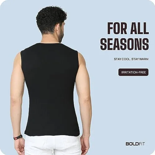 Boldfit Vest for Men Multipurpose Sando for Men for use in Gym, Running, Outdoor Black Baniyan for Men Sleeveless Undershirts for Men Round Neck Men Baniyan - Quick Drying, Breathable Men Vest XL