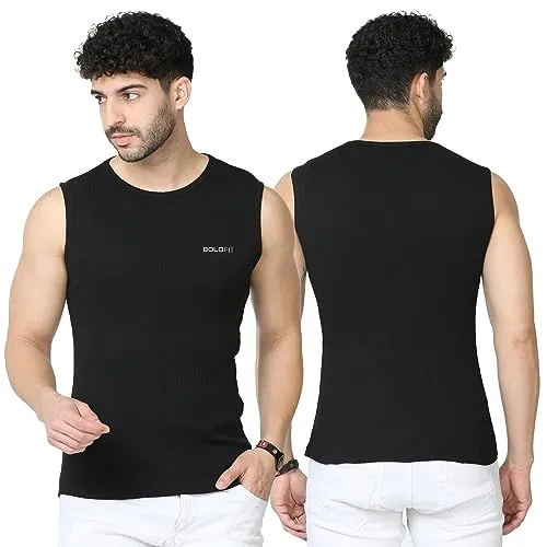 Boldfit Vest for Men Multipurpose Sando for Men for use in Gym, Running, Outdoor Black Baniyan for Men Sleeveless Undershirts for Men Round Neck Men Baniyan - Quick Drying, Breathable Men Vest XL