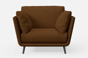 Bologna Armchair Walnut Brown Leather