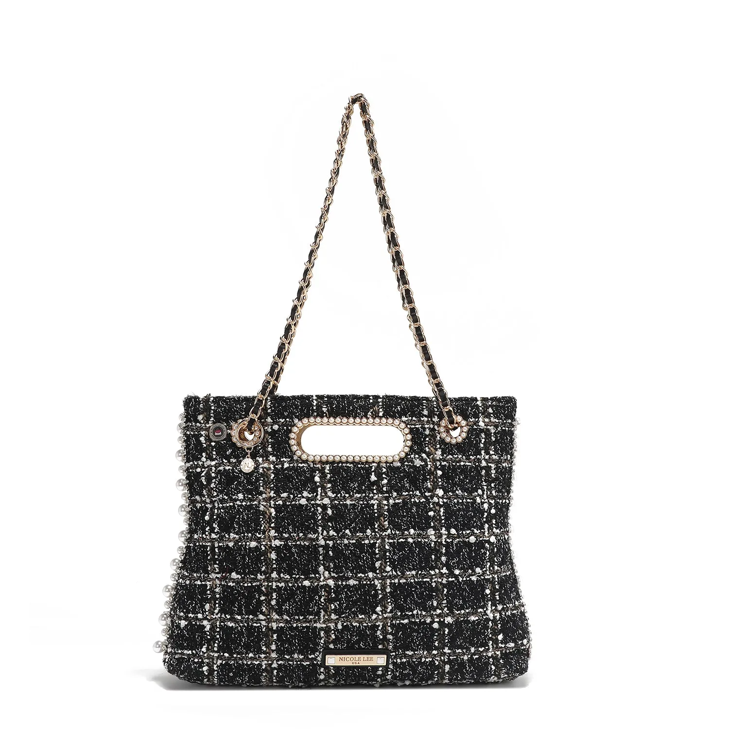 BOLSO CLUTCH ESTILO TWEED (NEGRO)