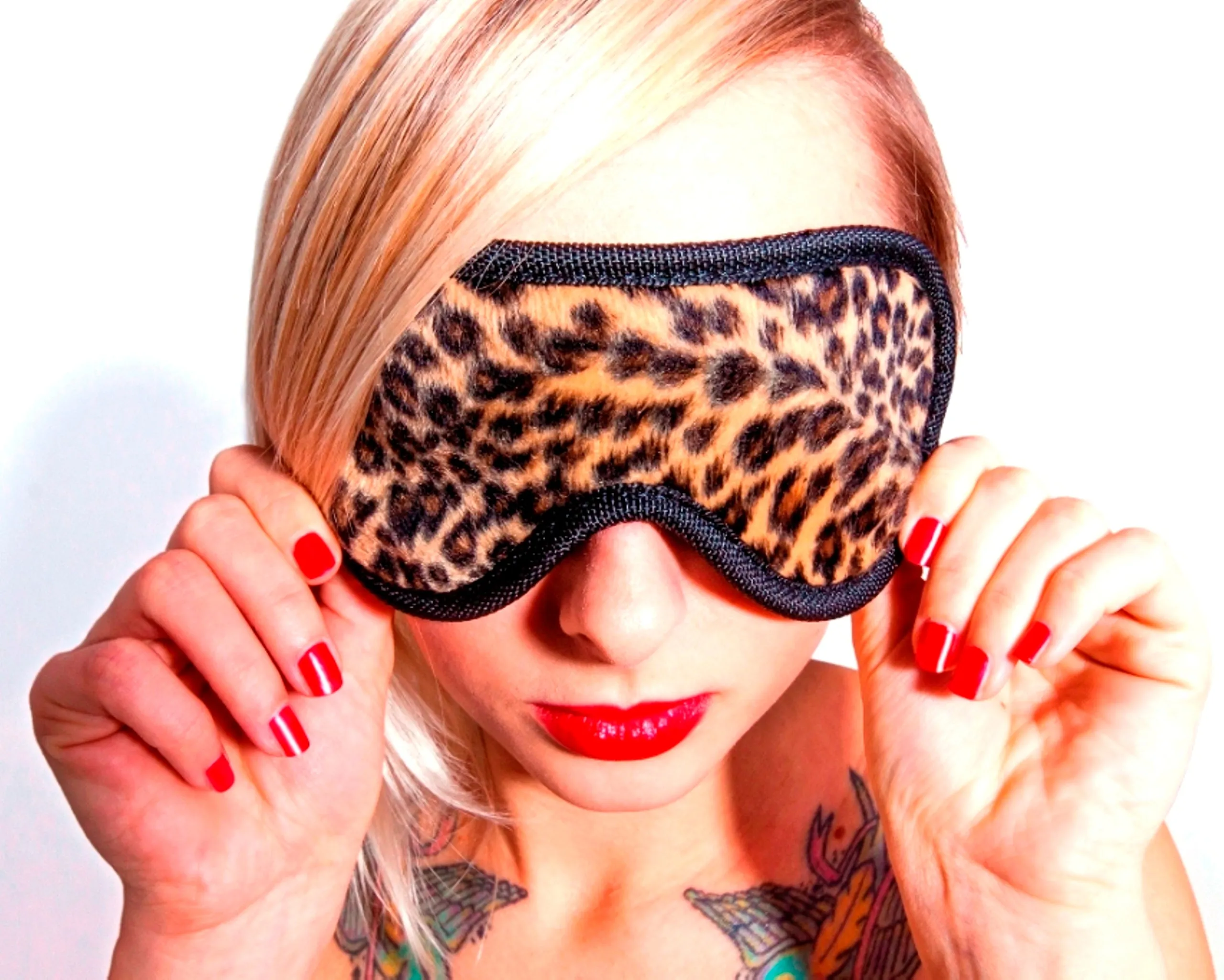 BONDAGE TOY LEOPARD PRINT BLINDFOLD WITH ELASTIC STRAP