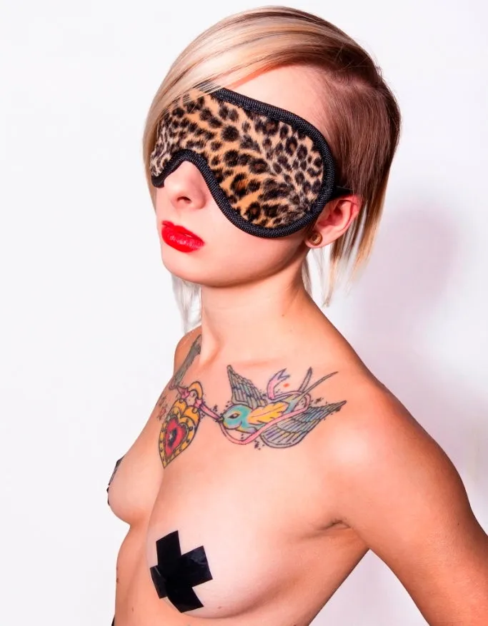 BONDAGE TOY LEOPARD PRINT BLINDFOLD WITH ELASTIC STRAP