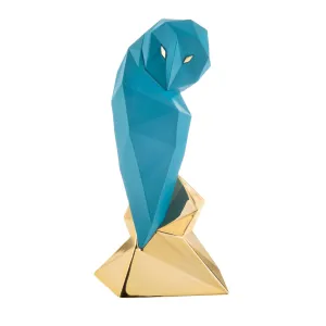 BONGELLI PREZIOSI Statua Figura Gufo Stilizzato Ottanio Oro 16cm Marmorino