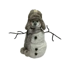 Bonhomme de neige 17 po avec tuque et foulard gris