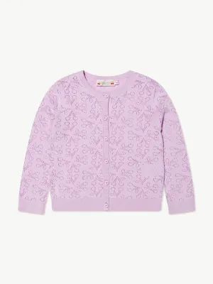 Bonpoint Girls Knitted Cardigan in Lilac