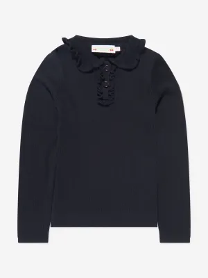 Bonpoint Girls Tiara Wool Polo Jumper in Navy