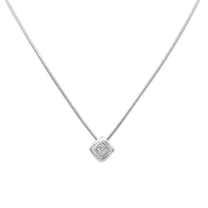 Boodles Princess Cut Diamond Squares Pendant On 20" Necklace