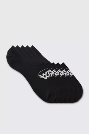 Boohoo Black 5 Pack Worldwide Logo Invisible Mens Socks