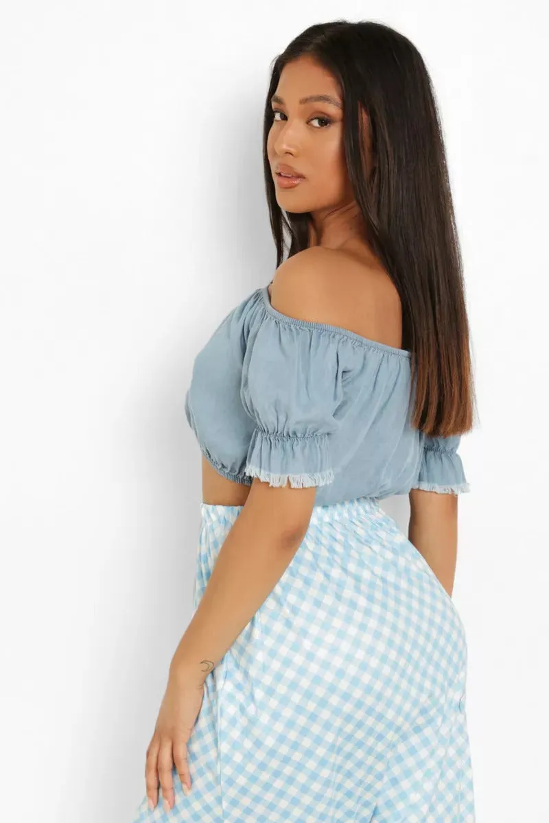 Boohoo Petite Gingham Side Split Midi Ladies Skirt