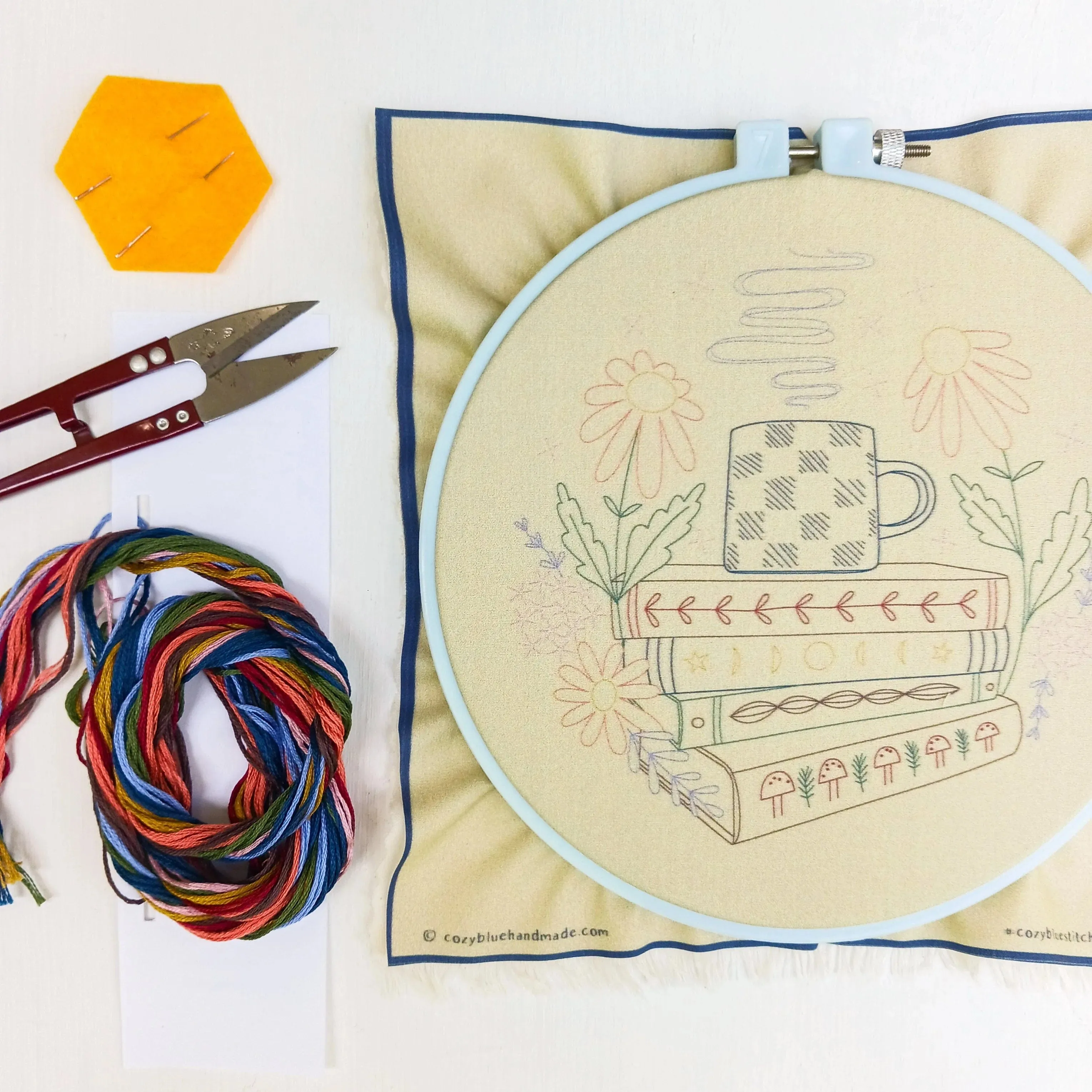 Book Nook Embroidery Kit - Cozyblue Handmade