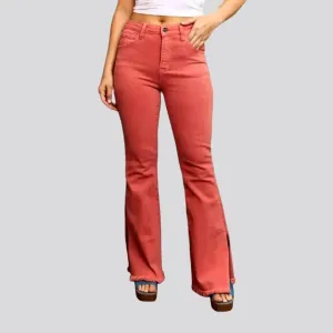 Bootcut women's slit-raw-hem jeans