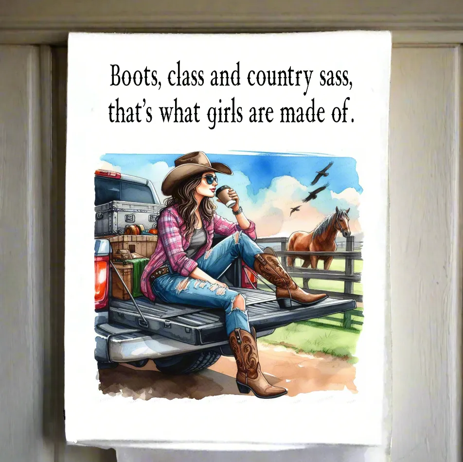 Boots, Class, and Country Sass Kitchen Towel