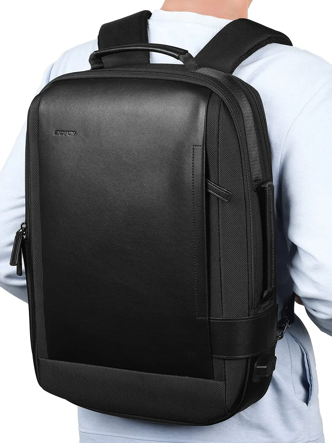 BOPAI Expandable 15.6 inch College/Business Laptop Backpack with USB Charging Point (Black)