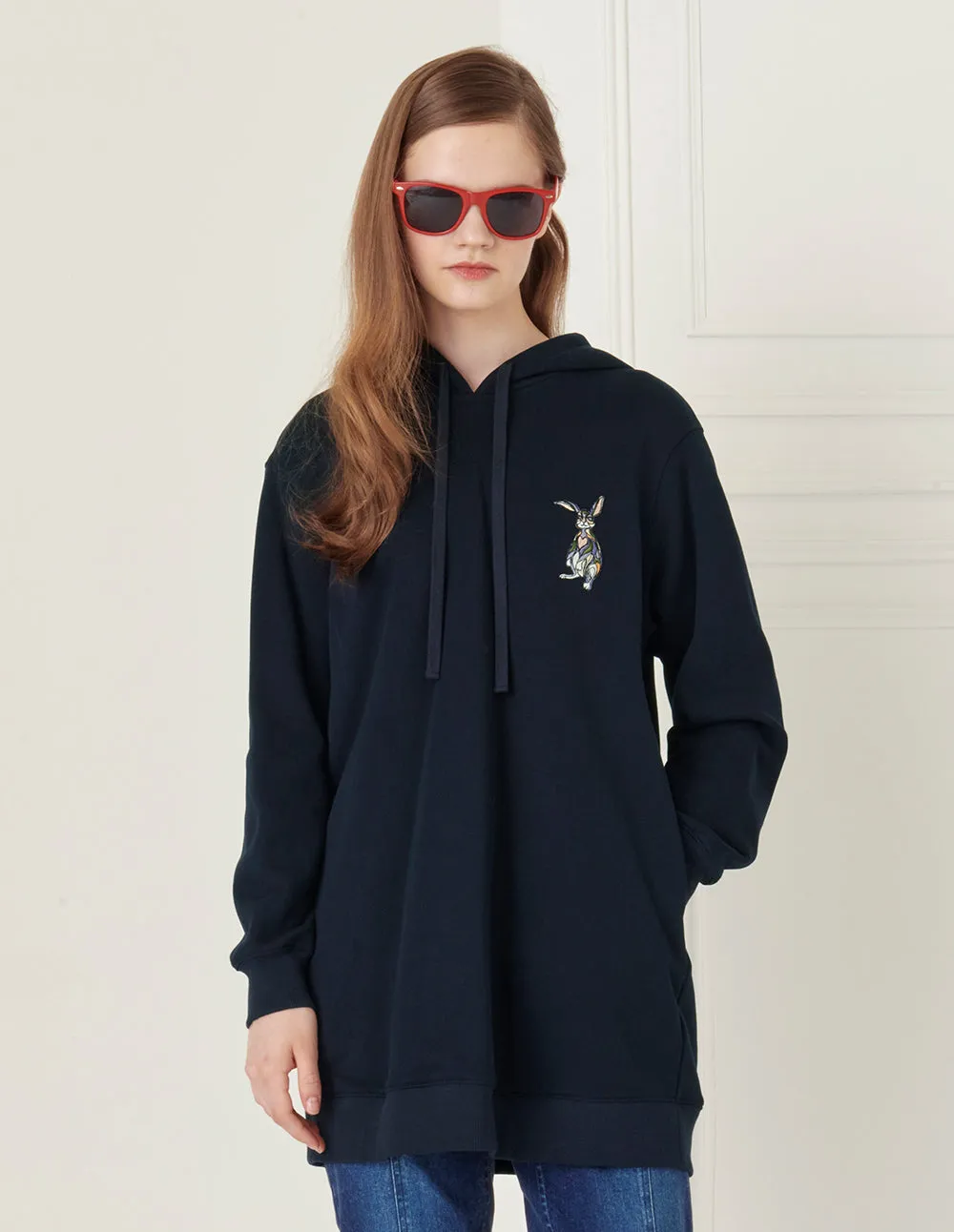 BORA AKSU Embroidered Childlike Rabbit Print Dress