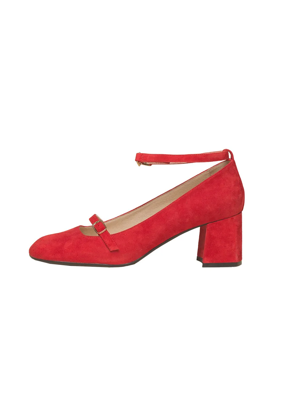 BORA AKSU Mary-Jane Suede Leather Block Heel Shoes