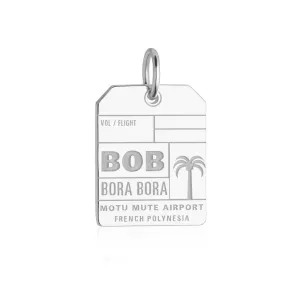 Bora Bora BOB Luggage Tag Charm Silver