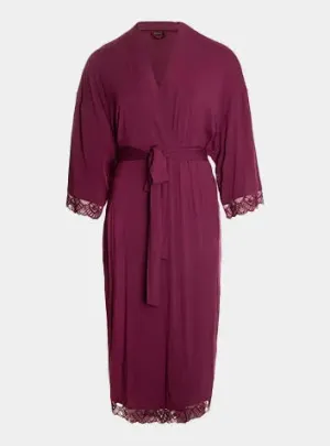 Bordeaux Bamboo Lace Kimono Robe