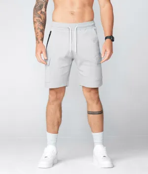 Born Tough Zippered Gray Bodybuilding Cargo Shorts for Men