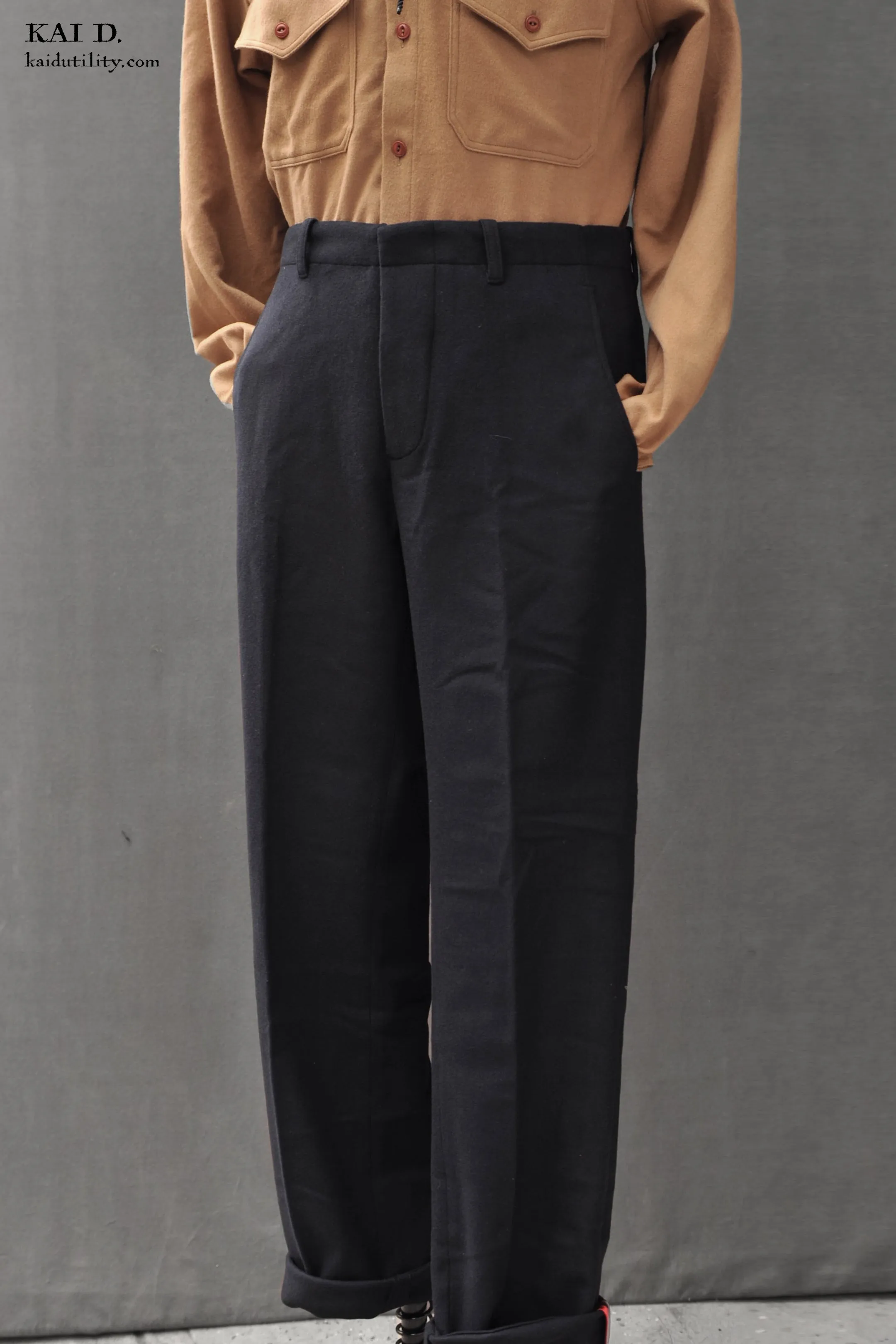 Borough Pants - Navy Wool Cashmere - 32, 36