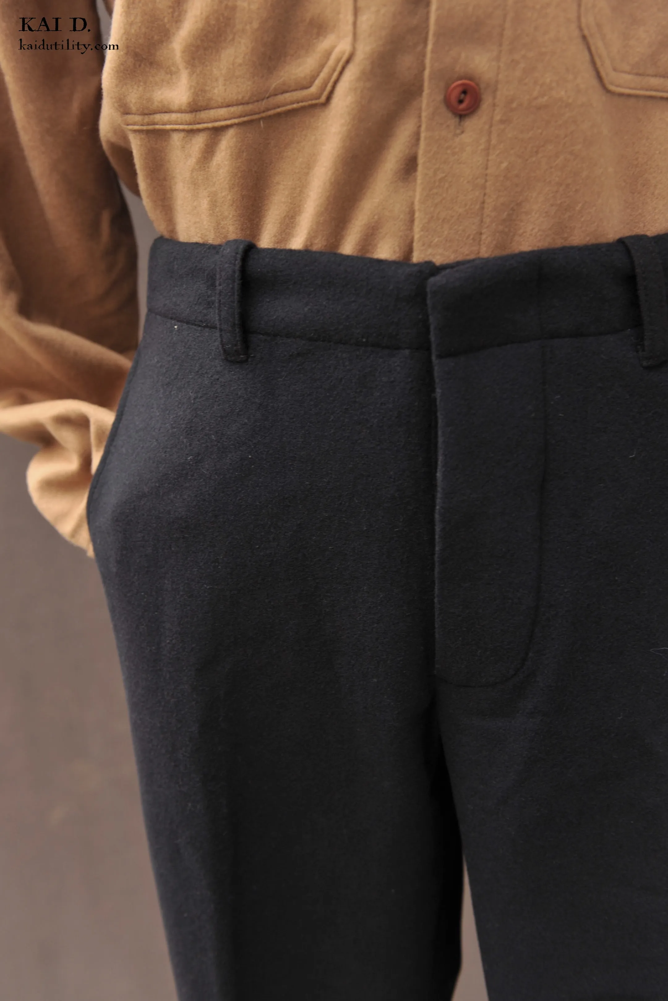 Borough Pants - Navy Wool Cashmere - 32, 36