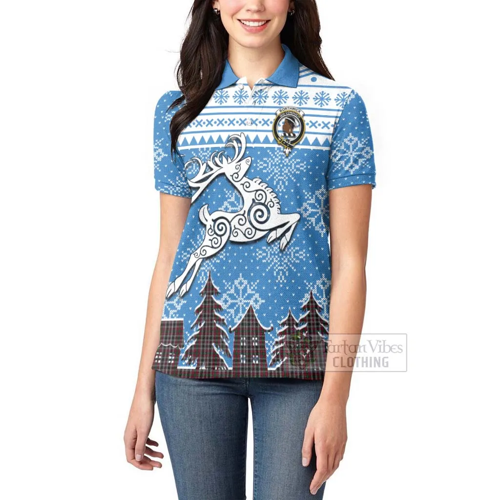 Borthwick Clan Christmas Women's Polo Shirt Celtic Reindeer Style