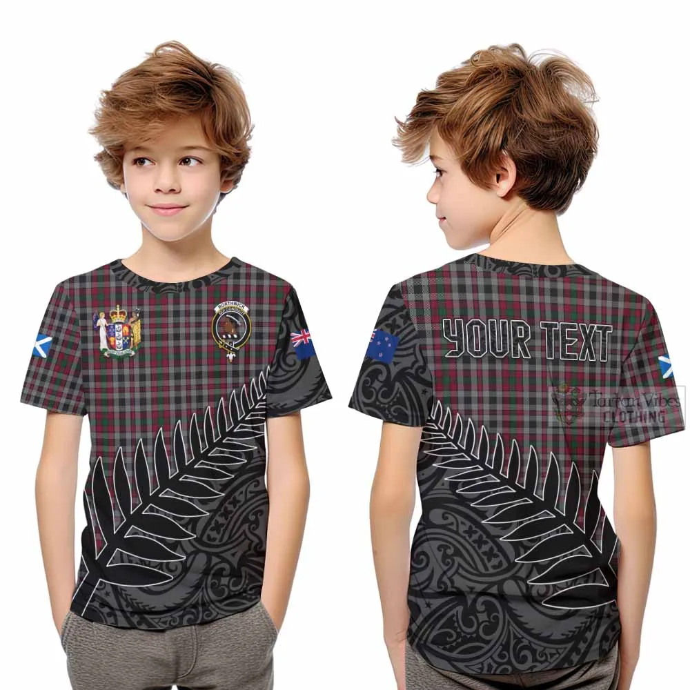 Borthwick Crest Tartan Kid T-Shirt with New Zealand Silver Fern Half Style