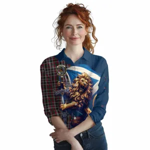 Borthwick Tartan Family Crest Women's Casual Shirt with Scottish Majestic Lion