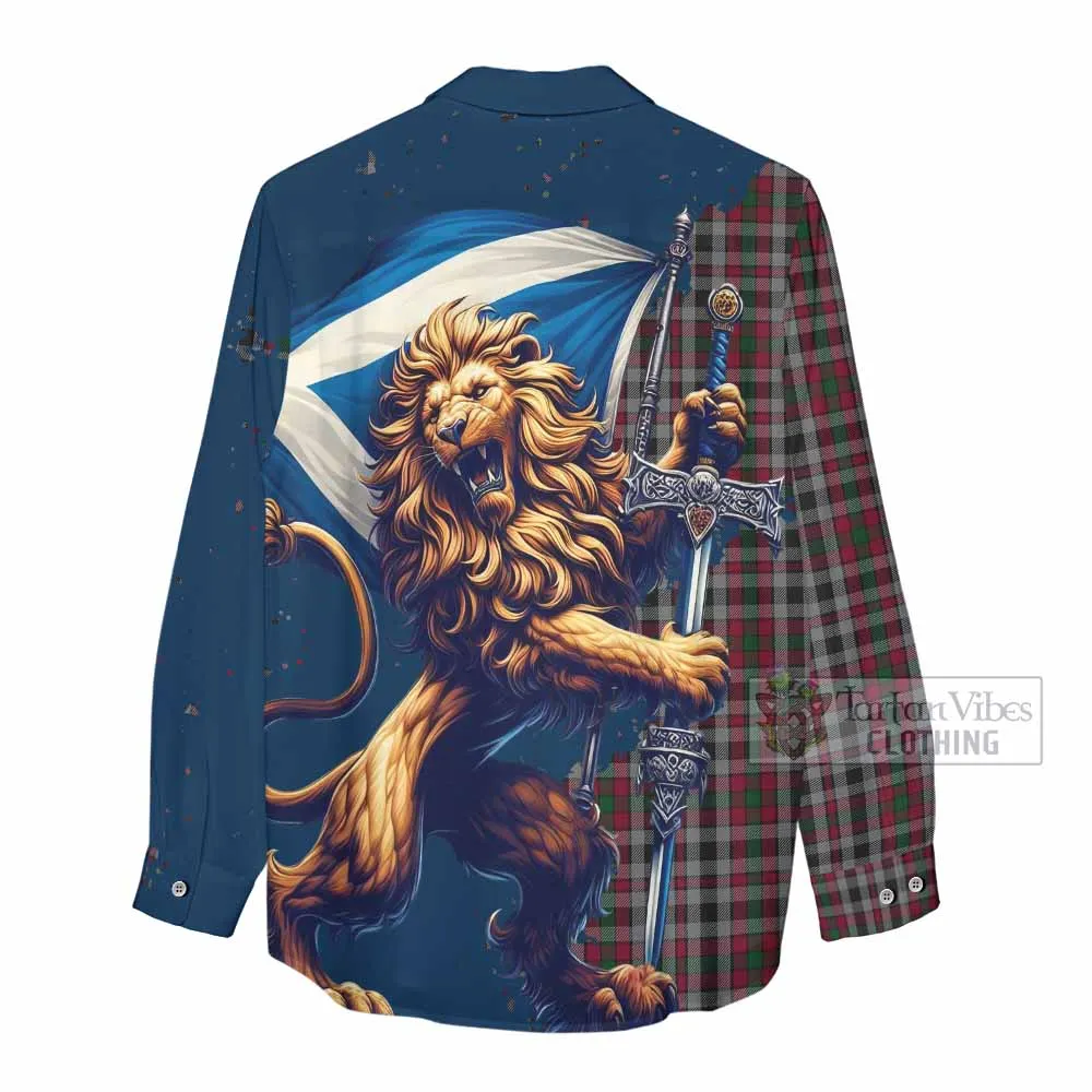 Borthwick Tartan Family Crest Women's Casual Shirt with Scottish Majestic Lion