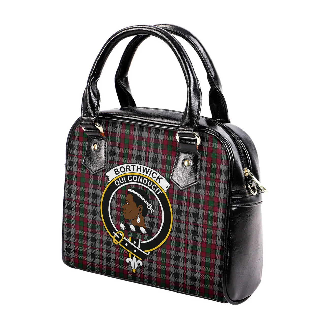 Borthwick Tartan Shoulder Handbags with Family Crest