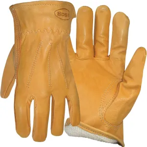 Boss 6133M Gloves, M, Keystone Thumb, Open, Shirred Elastic Back Cuff, Cowhide Leather, Gold :PR: QUANTITY: 1