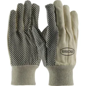 Boss 91-910PD Premium Grade Cotton Canvas Glove with PVC Dotted Grip on Palm, Thumb and Index Finger - 10 oz.