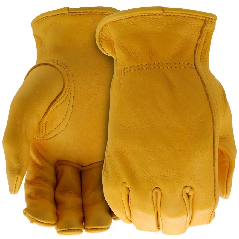 Boss B84081-M Driver Gloves, Men's, M, 7-1/8 to 8 in L, Keystone Thumb, Slip-On Cuff, Deerskin Leather, Gold :PR: QUANTITY: 1