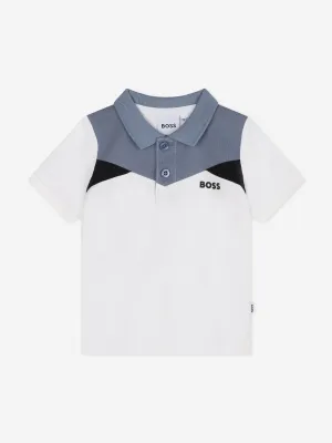 BOSS Baby Boys Colourblock Polo Shirt in White