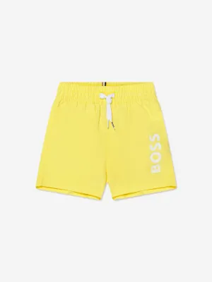 BOSS Baby Boys Logo Swim Shorts In Yellow