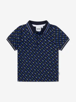 BOSS Baby Boys Monogram Polo Shirt In Navy