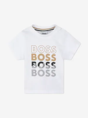 BOSS Baby Boys Multiple Logo T-Shirt in White