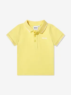 BOSS Baby Boys Pique Polo Shirt In Yellow