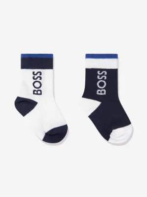 BOSS Baby Boys Socks Set (2 Pairs) In Navy