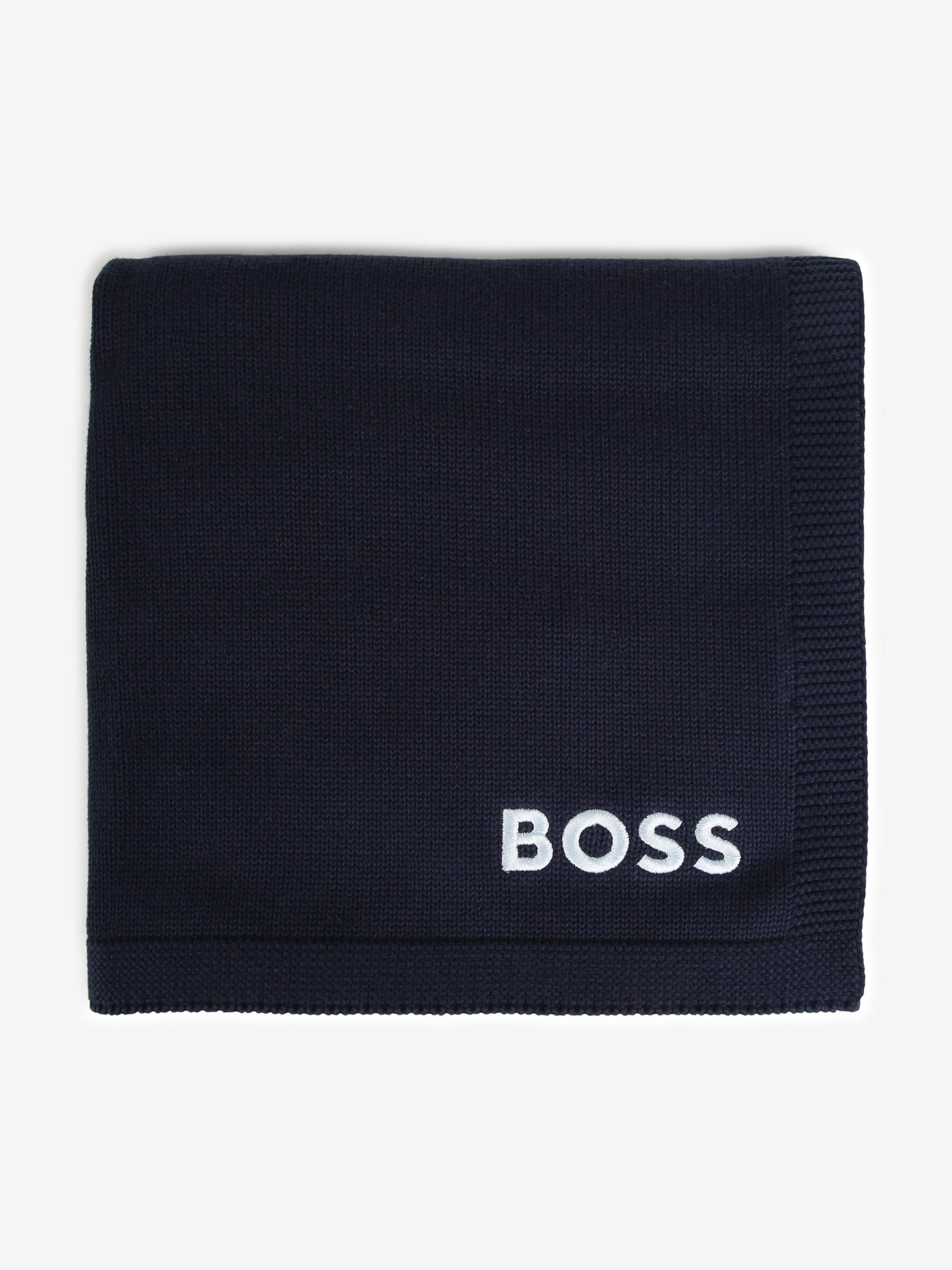 BOSS Baby Embroidered Logo Blanket in Navy