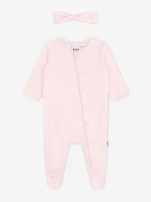 BOSS Baby Girls Babygrow And Headband Set in Pink