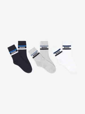 BOSS Boys 3 Pairs Socks Set in Navy