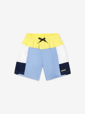 BOSS Boys Colourblock Swim Shorts In Blue