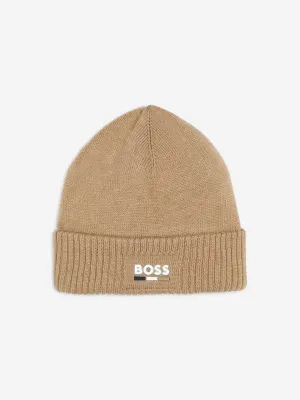 BOSS Boys Knitted Beanie Hat in Brown