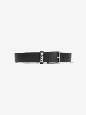 BOSS Boys Leather Logo Belt In Black