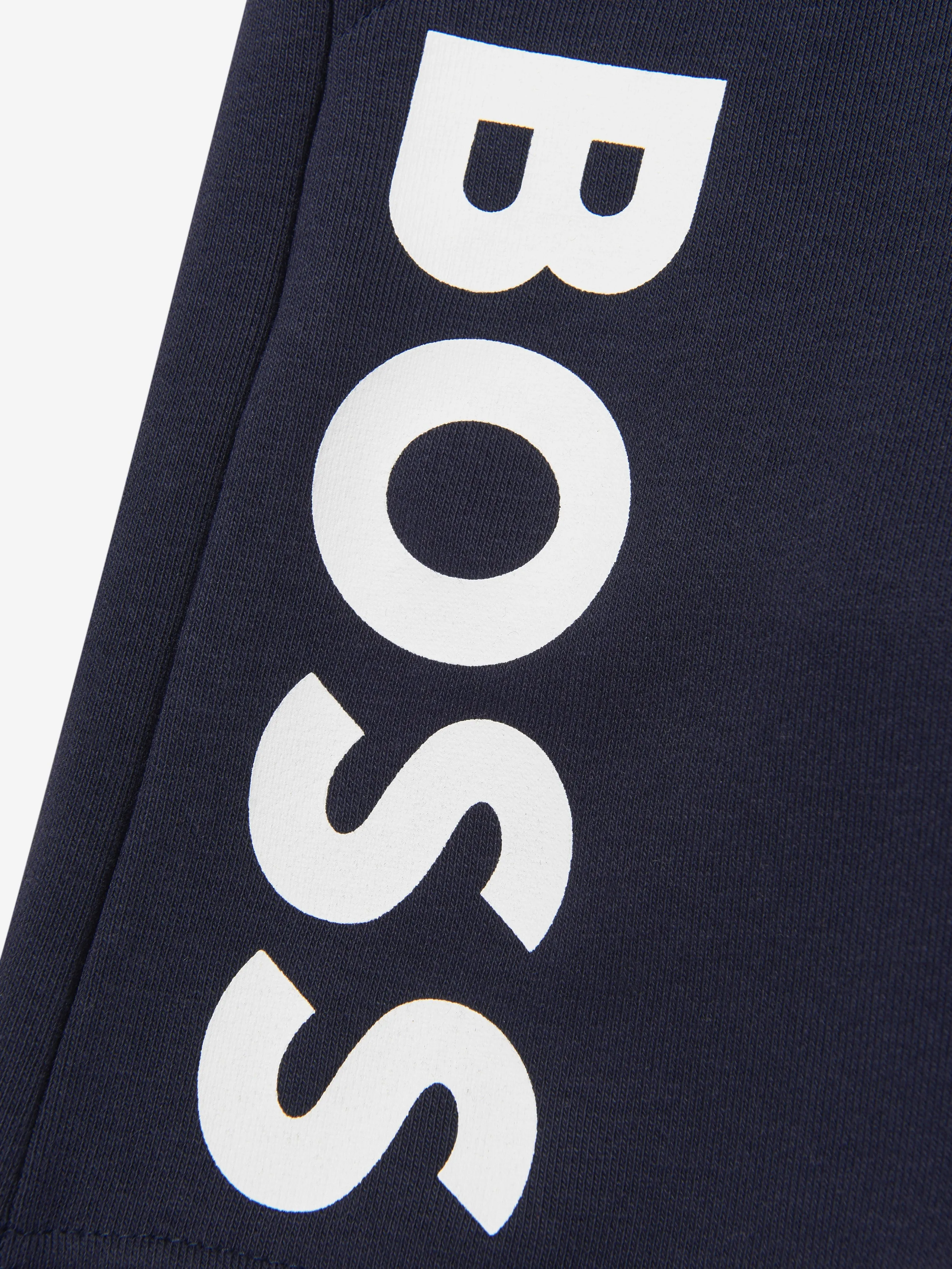 BOSS Boys Logo Bermuda Shorts In Navy