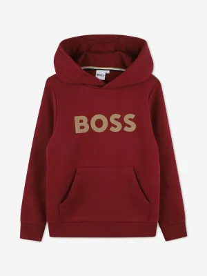 BOSS Boys Logo Hoodie in Red