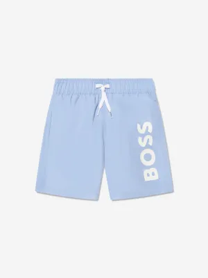 BOSS Boys Logo Swim Shorts In Blue